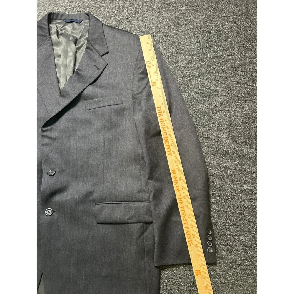 Burberry London Suit Charcoal Gray Mens 46L 40x30 Wool Two Button Pleated‎ Cuff